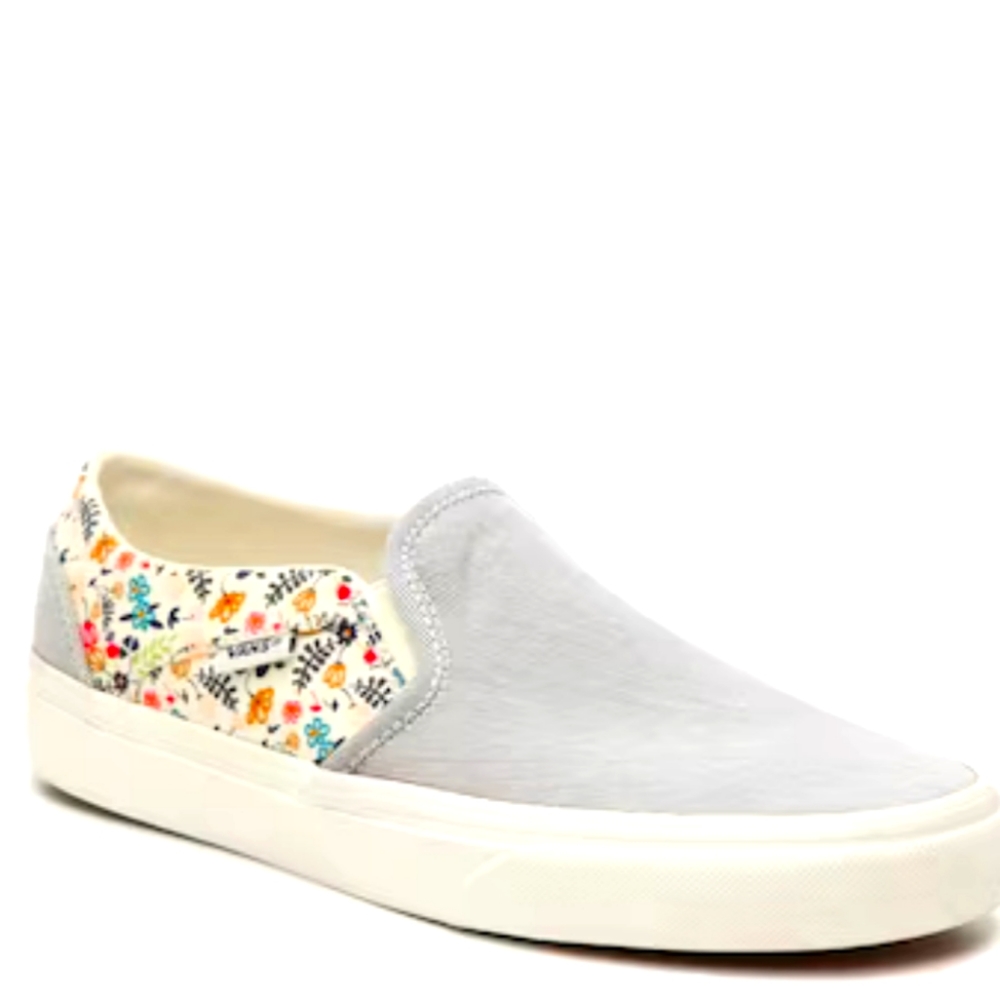 VGC - Women's Vans Asher Stripe Floral Slip-On Sneaker | S. 8.5